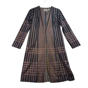 Soft Surroundings Long Sleeve Plaid Stripe Open Front Duster Cardigan XS